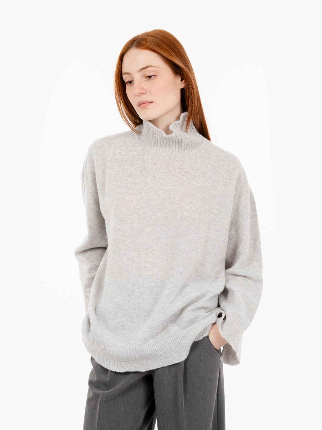 Grey high neck wide sweater