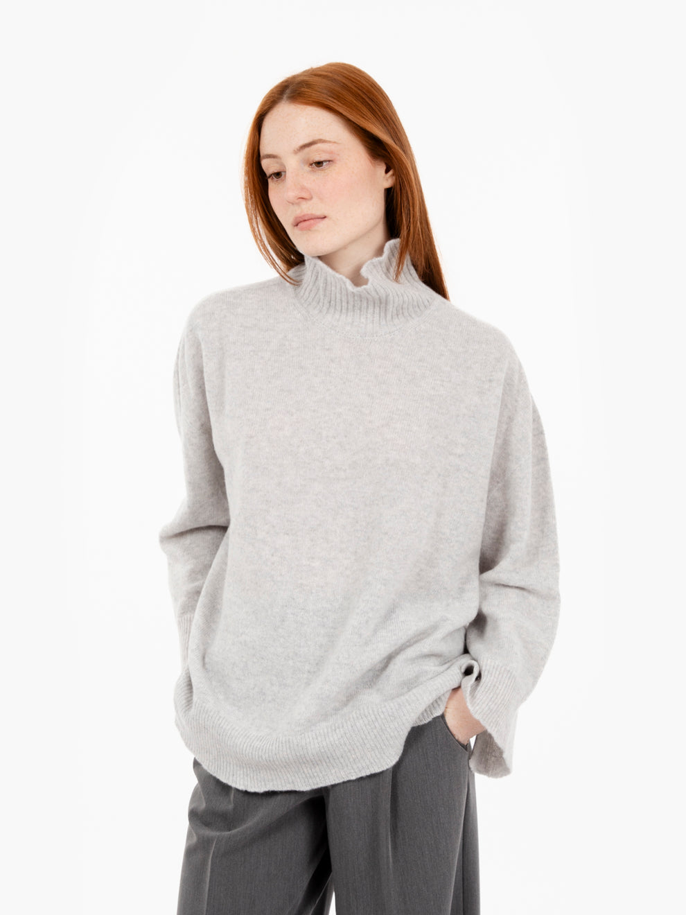 Grey high neck wide sweater