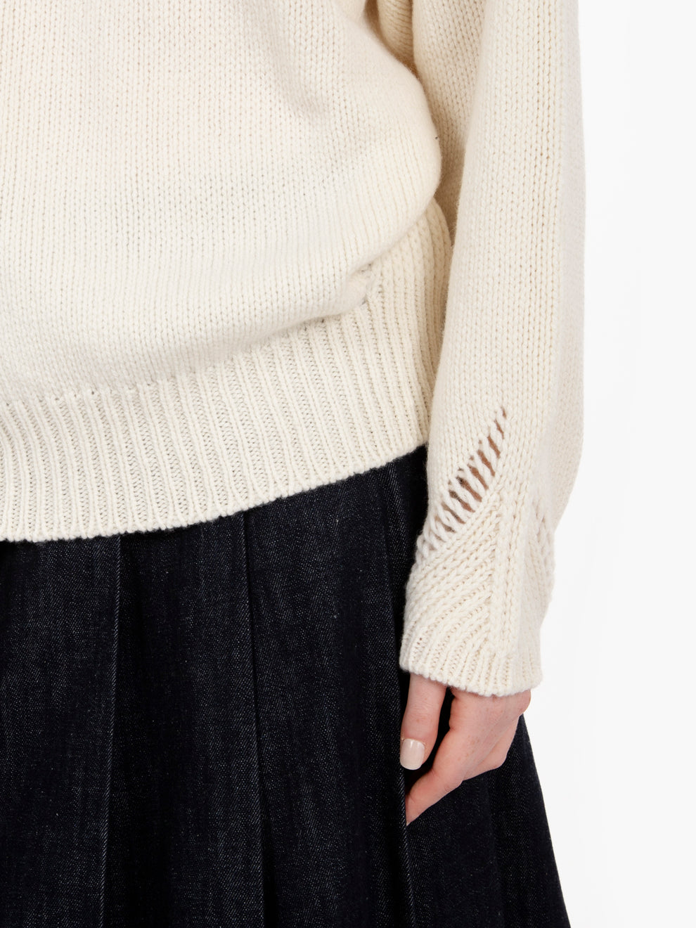 Maglione collo alto panna
