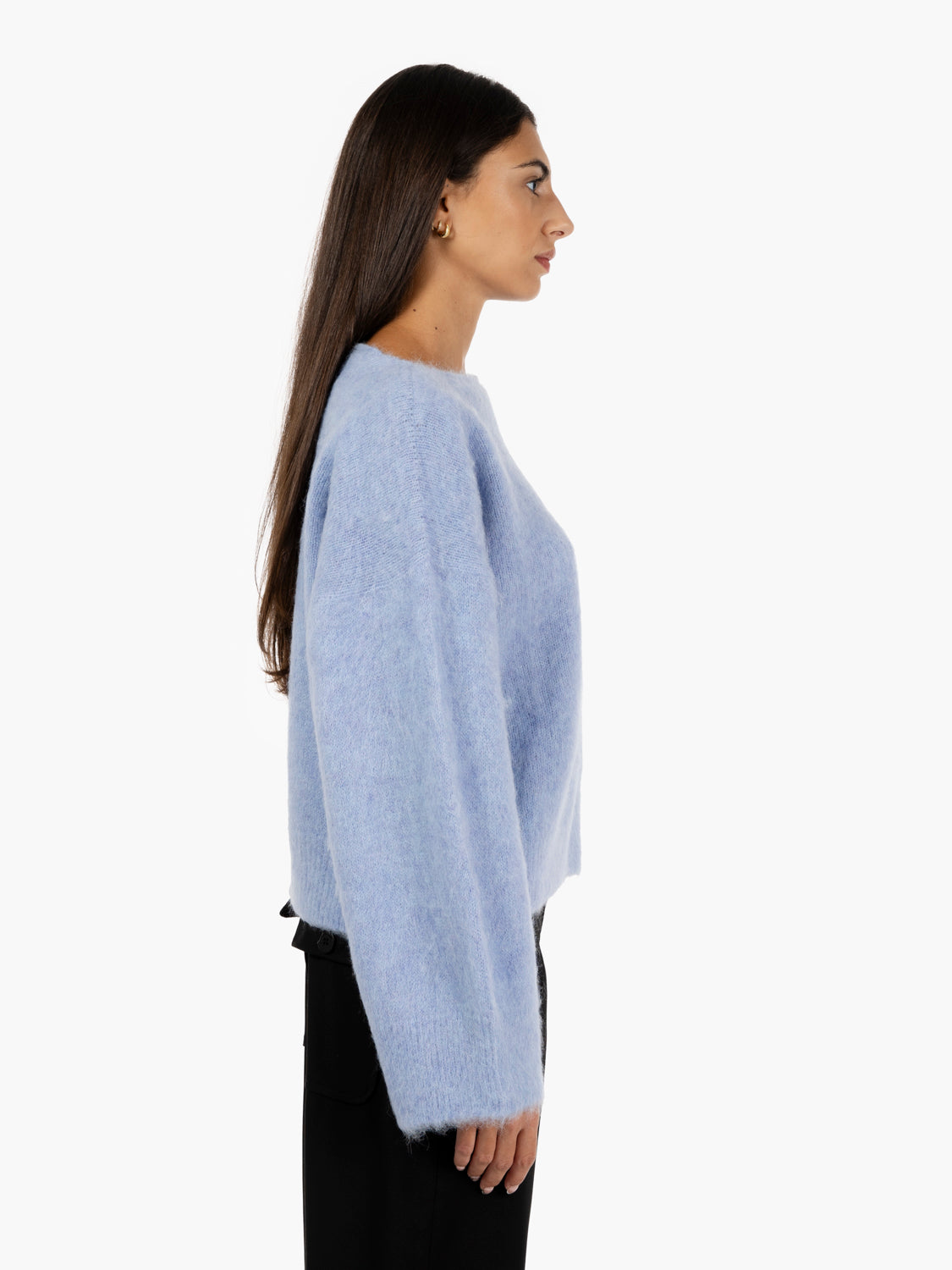 Maglione con scollo a barchetta ceruleo