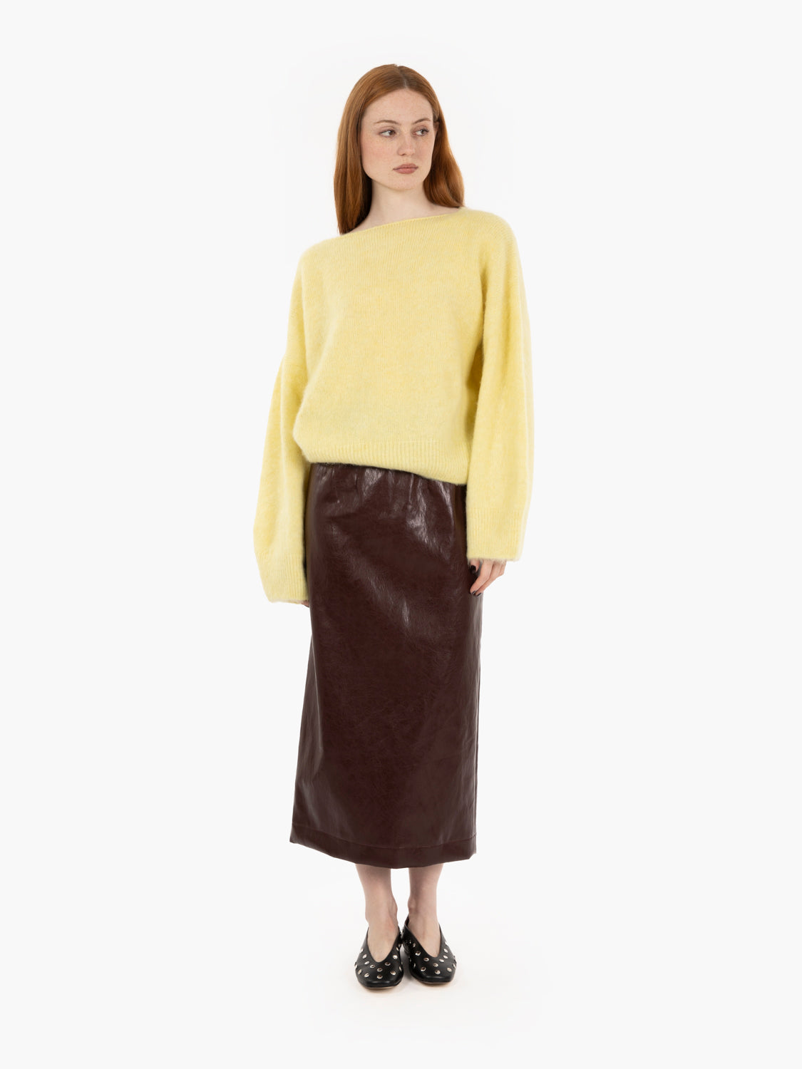 Maglione con scollo a barchetta pulcino