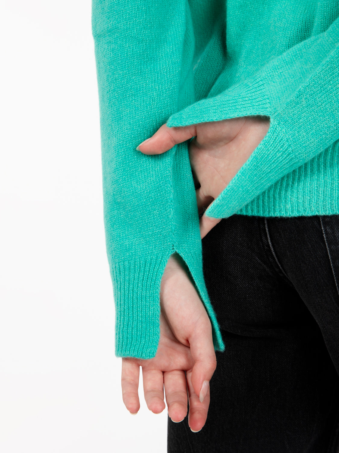 Maglione girocollo in lana e cachemire verde
