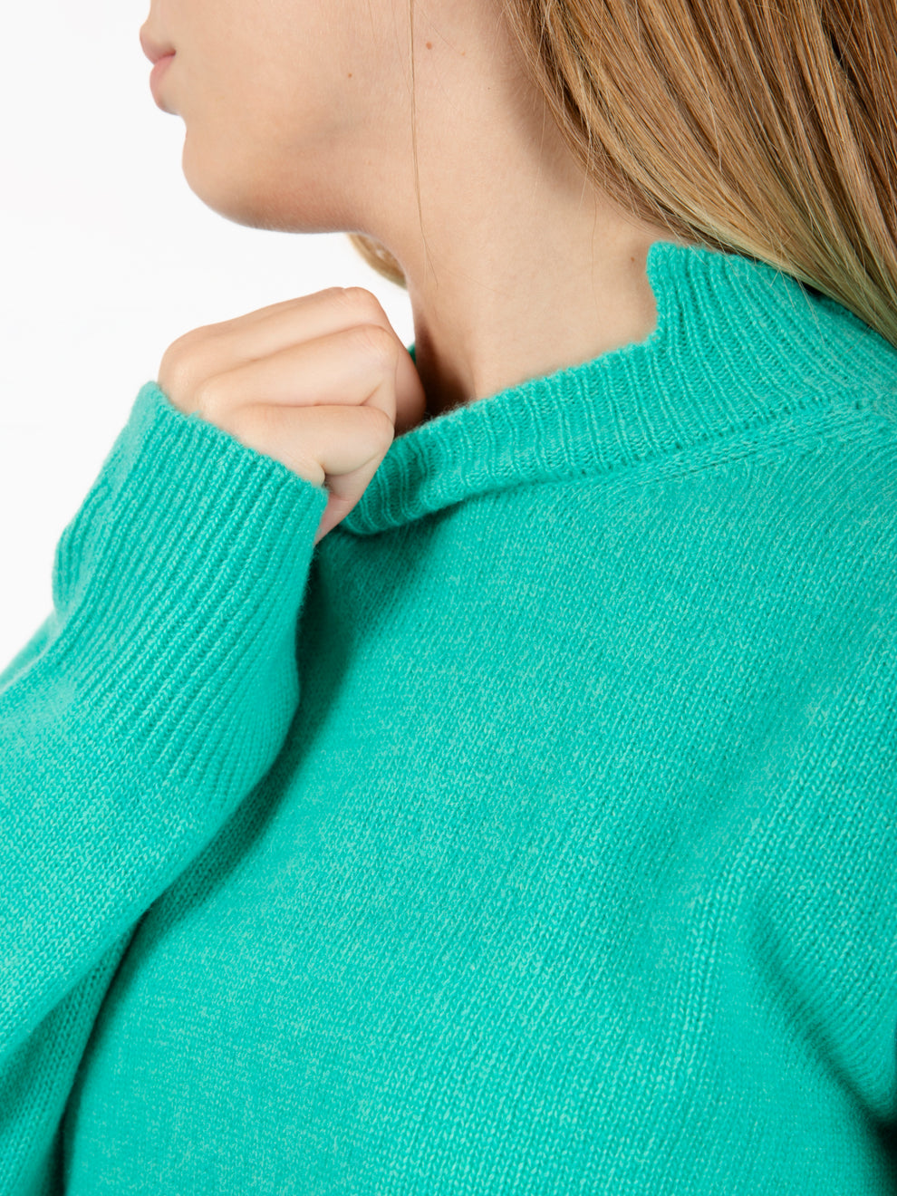 Maglione girocollo in lana e cachemire verde