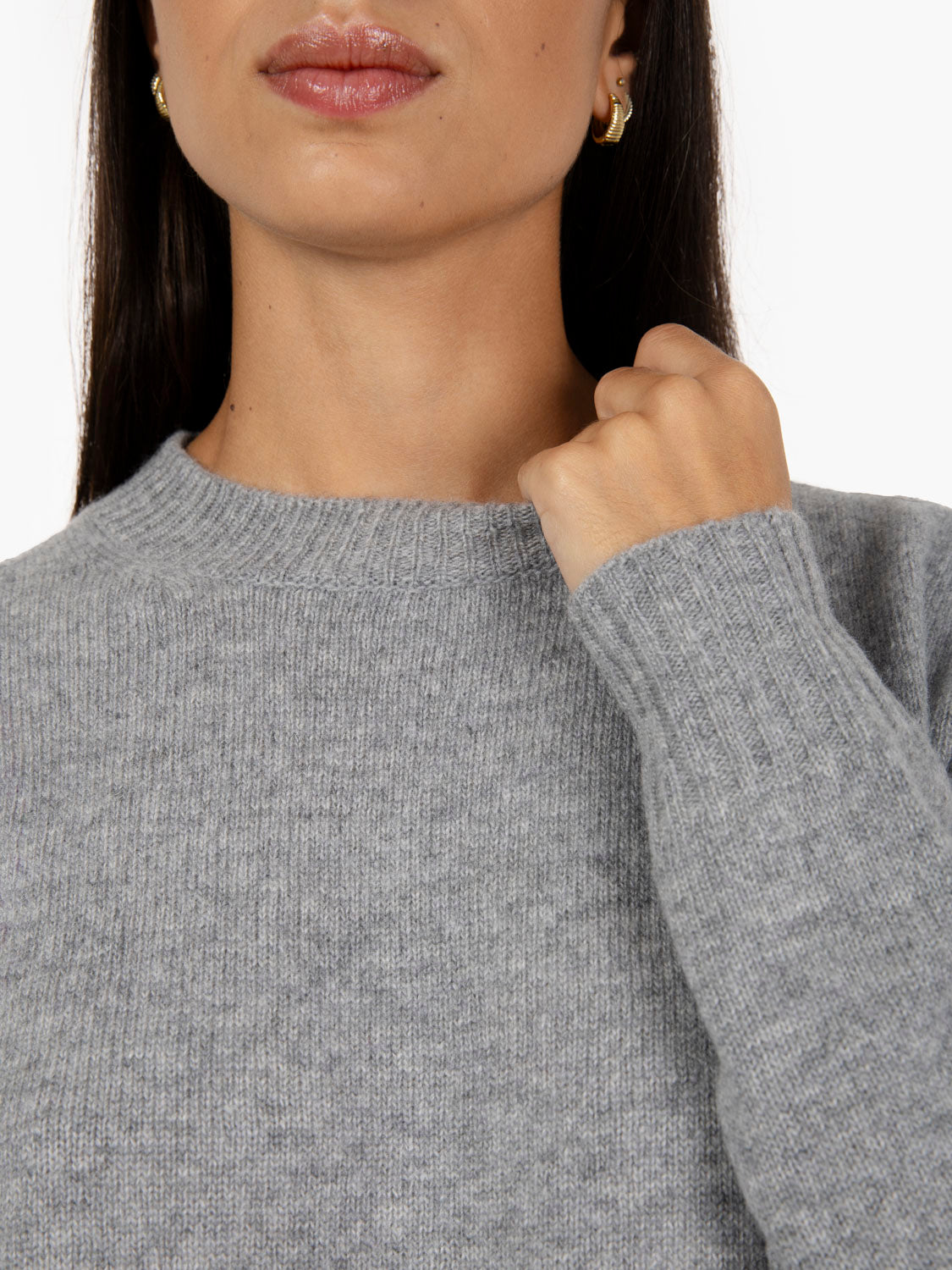 Maglione girocollo in lana e cashmere alluminio