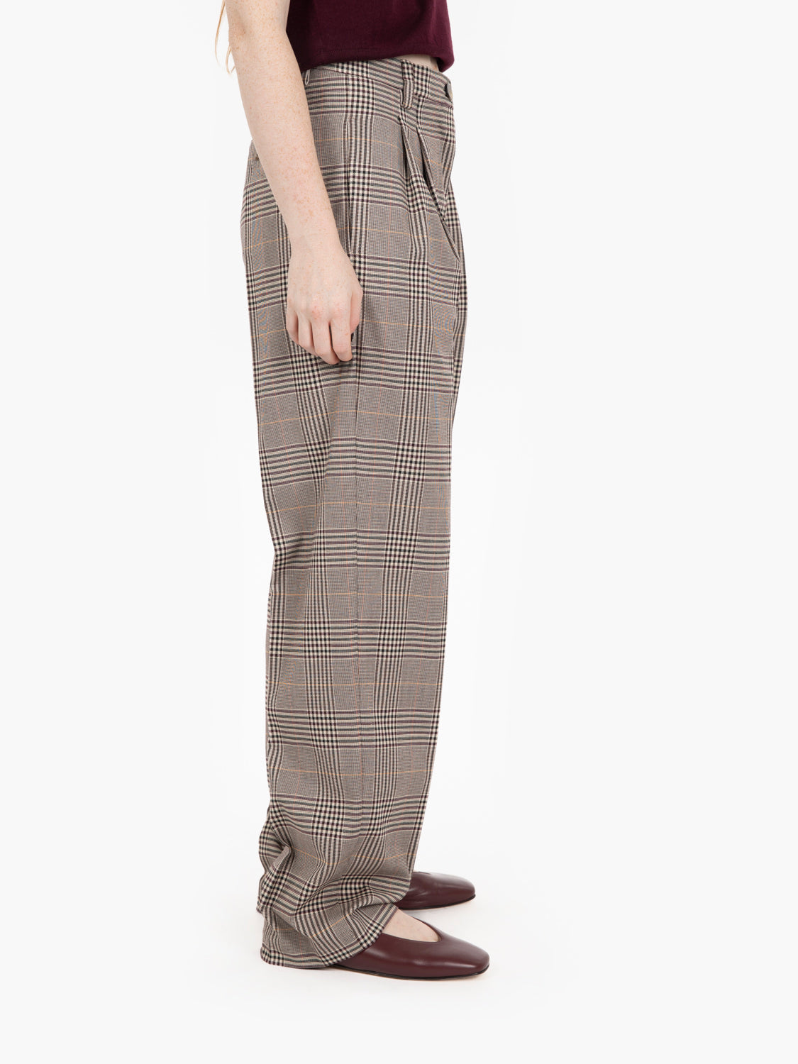 Pantaloni con pinces check multicolor
