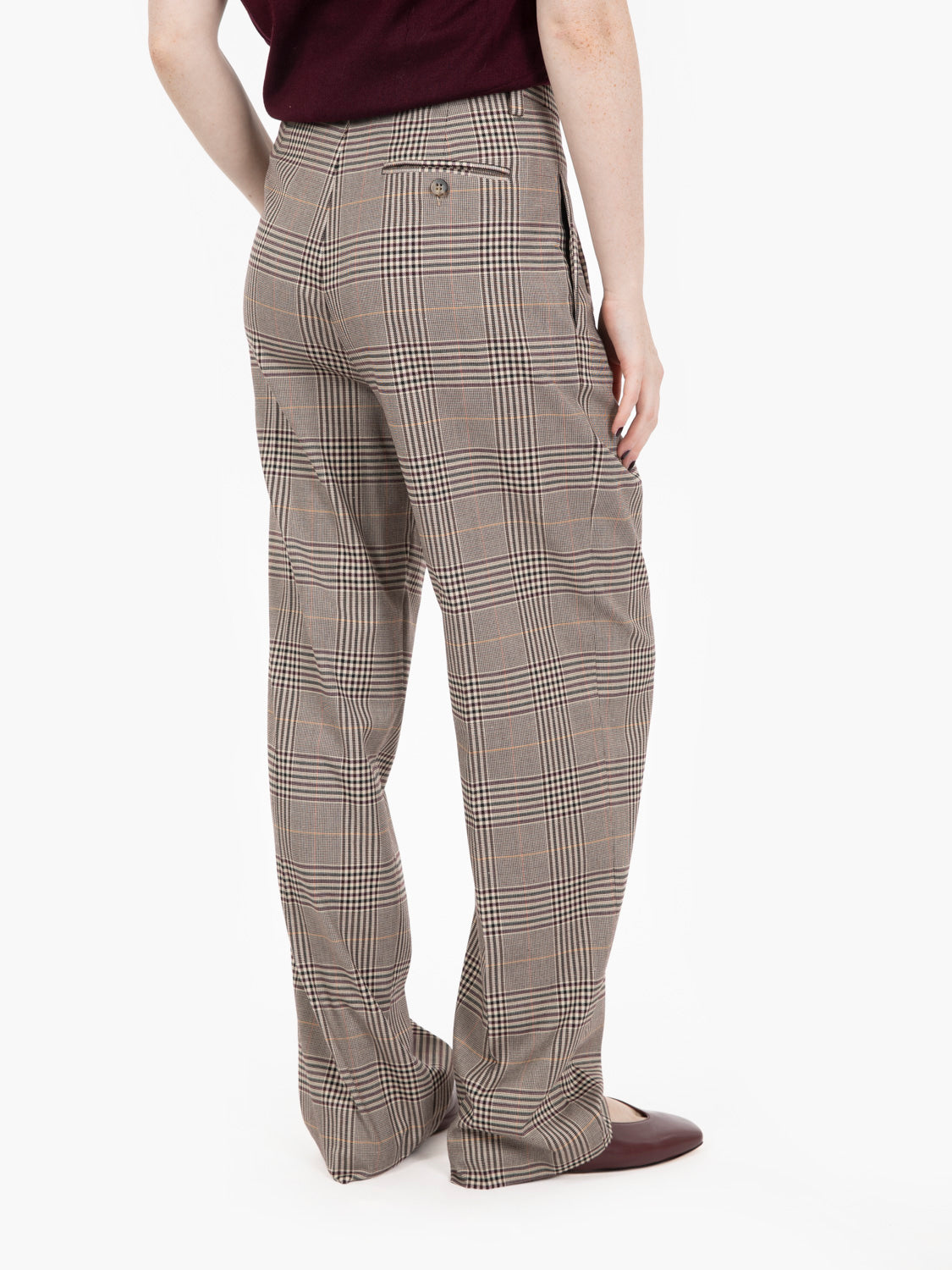 Pantaloni con pinces check multicolor