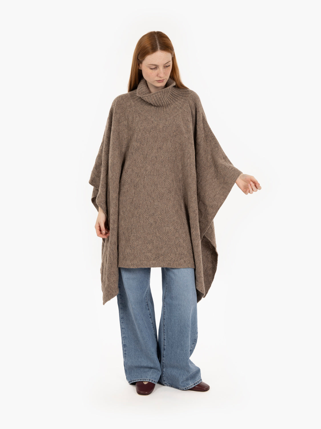 Hazelnut wool poncho