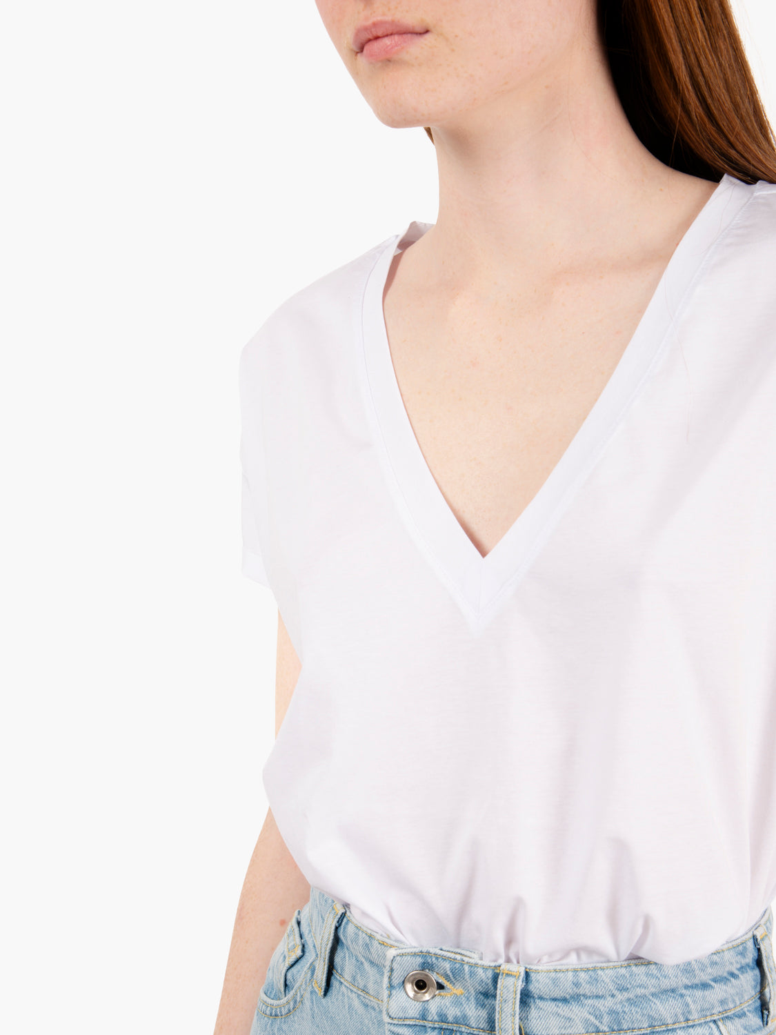 T-shirt oversize scollo a V bianco