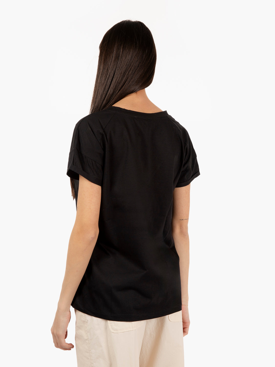 T-shirt oversize scollo a V nero