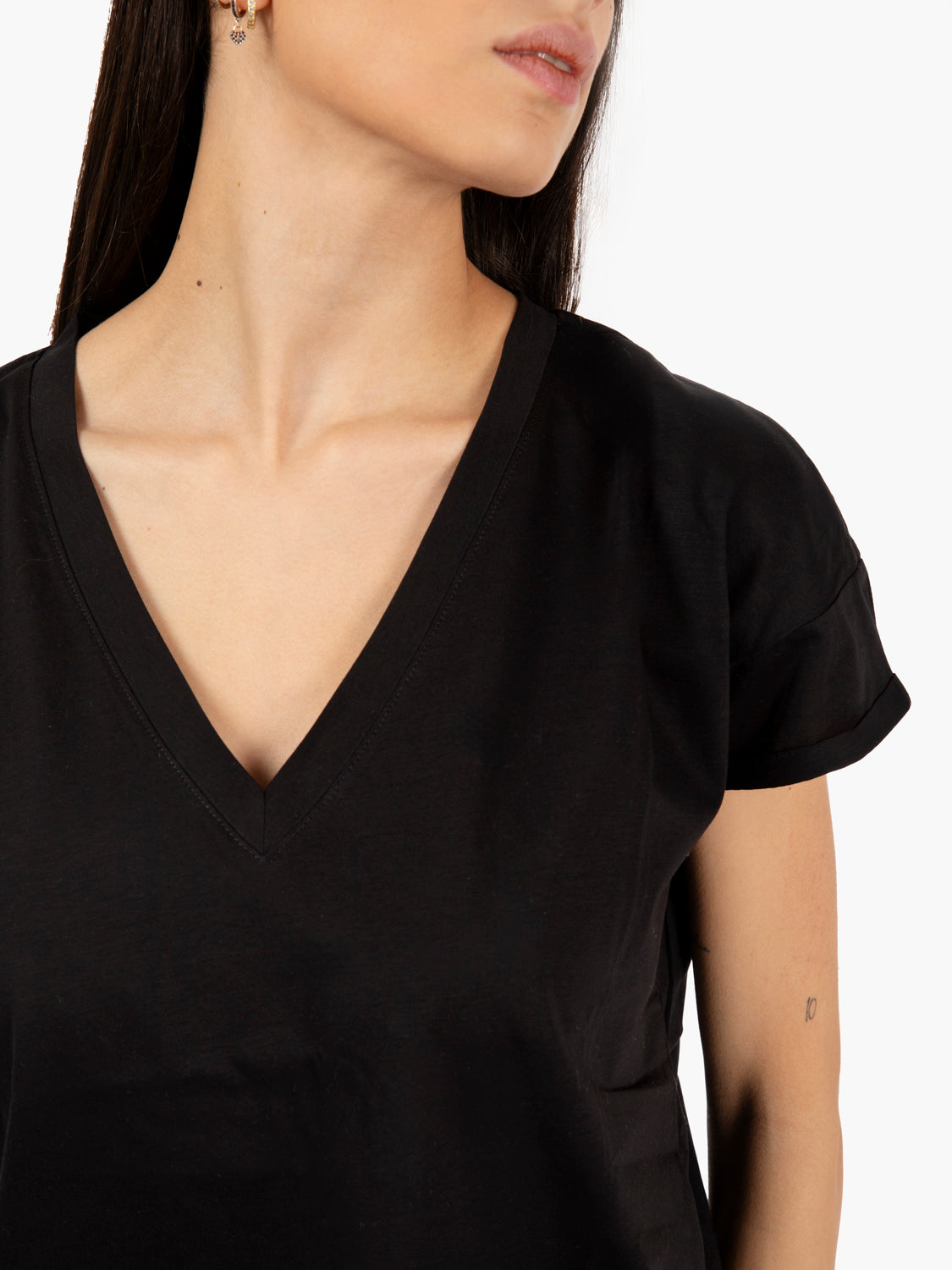 T-shirt oversize scollo a V nero