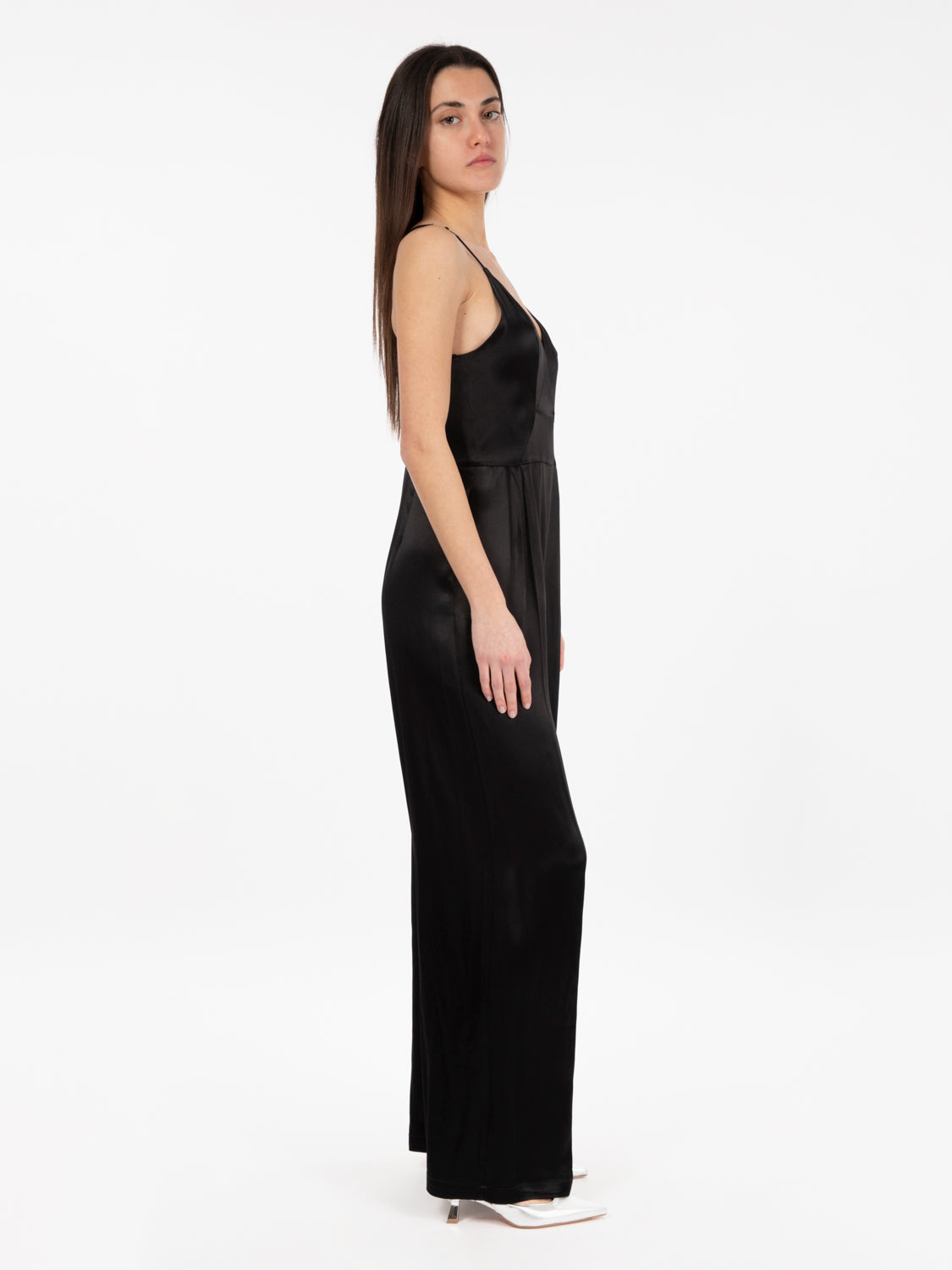 Black long viscose jumpsuit