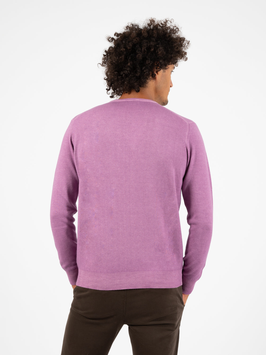 Maglione girocollo in lana e seta glicine