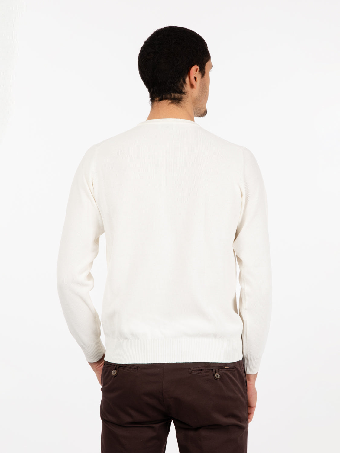 Maglione girocollo punto riso latte