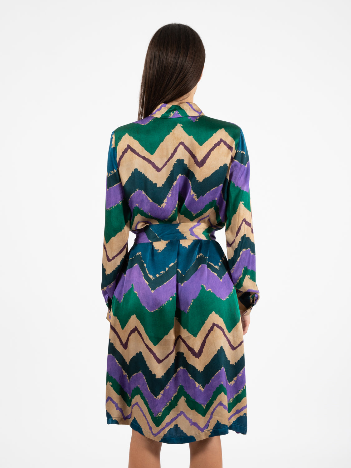Multicolor patterned chemisier dress