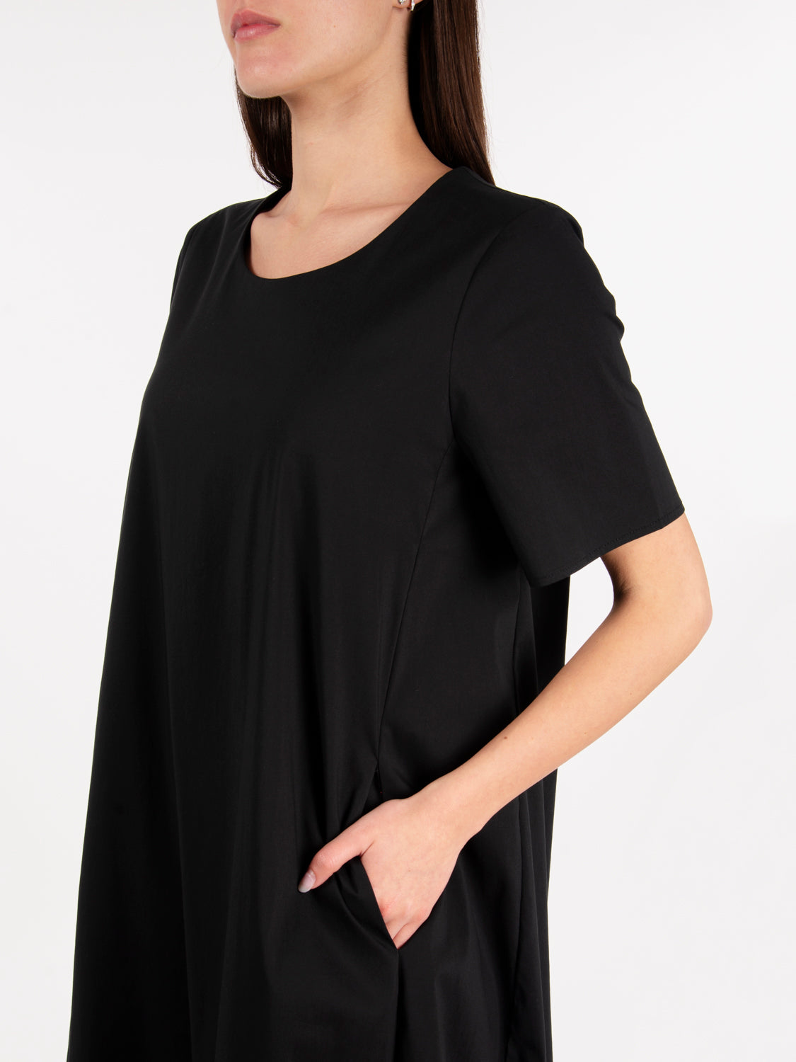 Black cotton midi dress