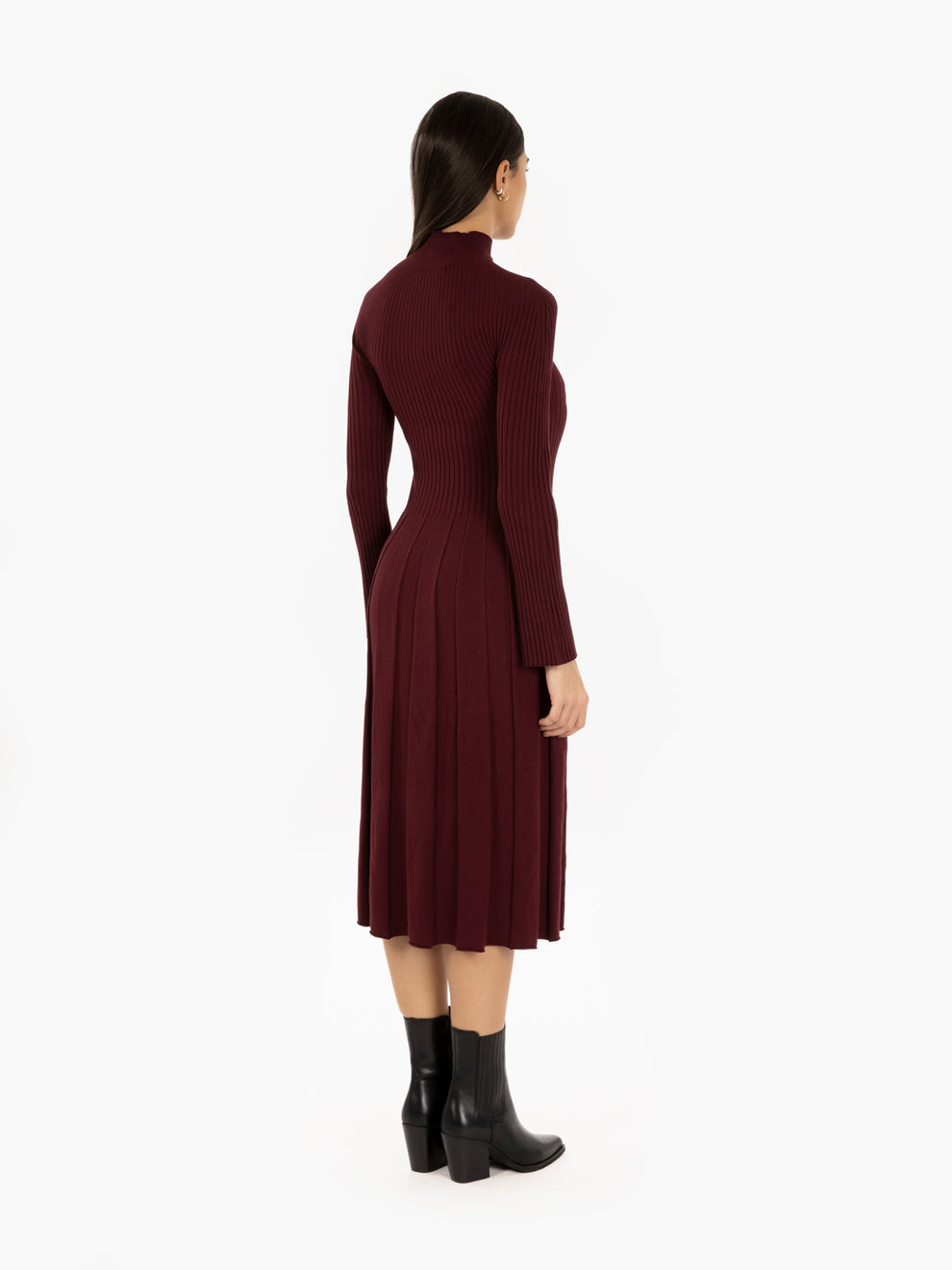 Abito lungo in maglia bordeaux