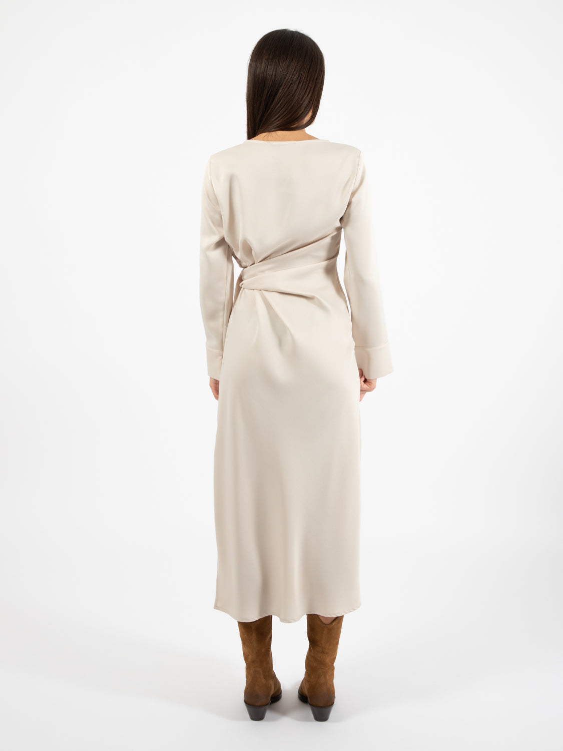 Long champagne satin dress