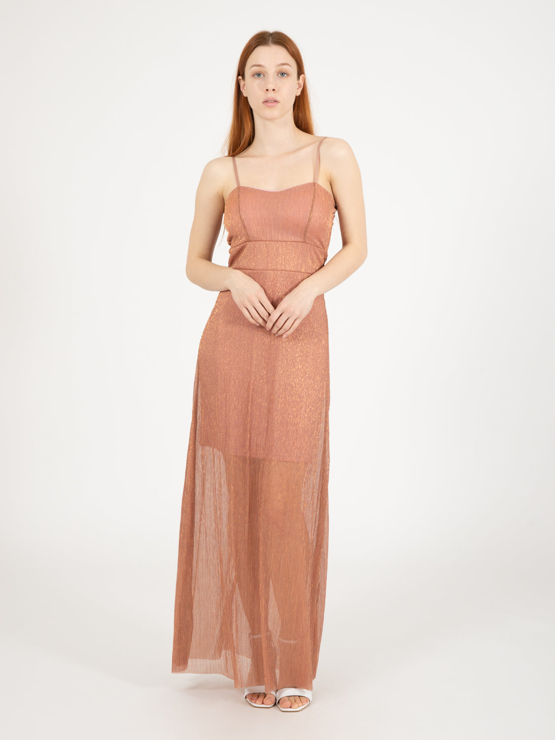 Pink laminated long dress