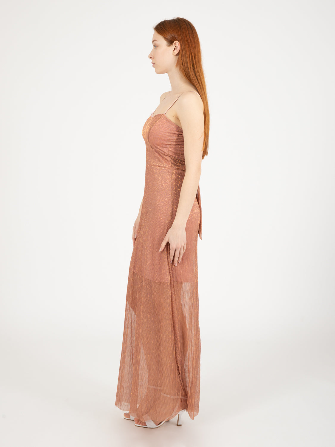 Pink laminated long dress