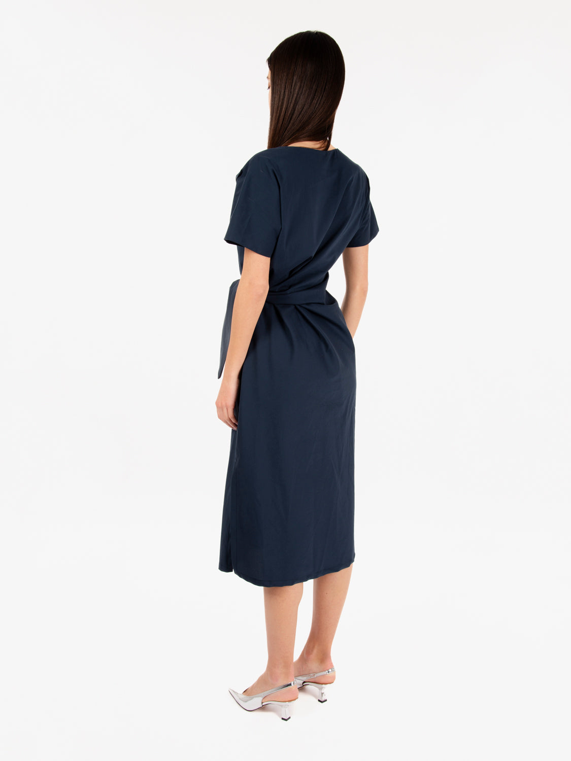 Blue crossover midi dress