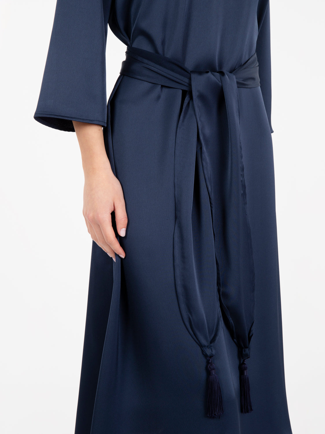 Blue Satin Midi Dress