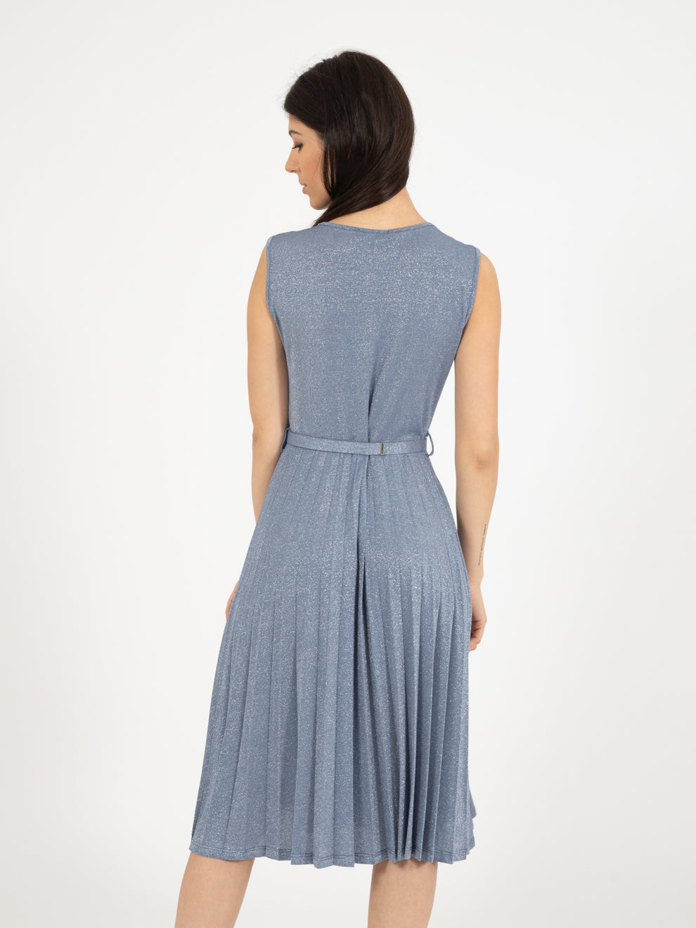 Cobalt/silver lurex midi dress