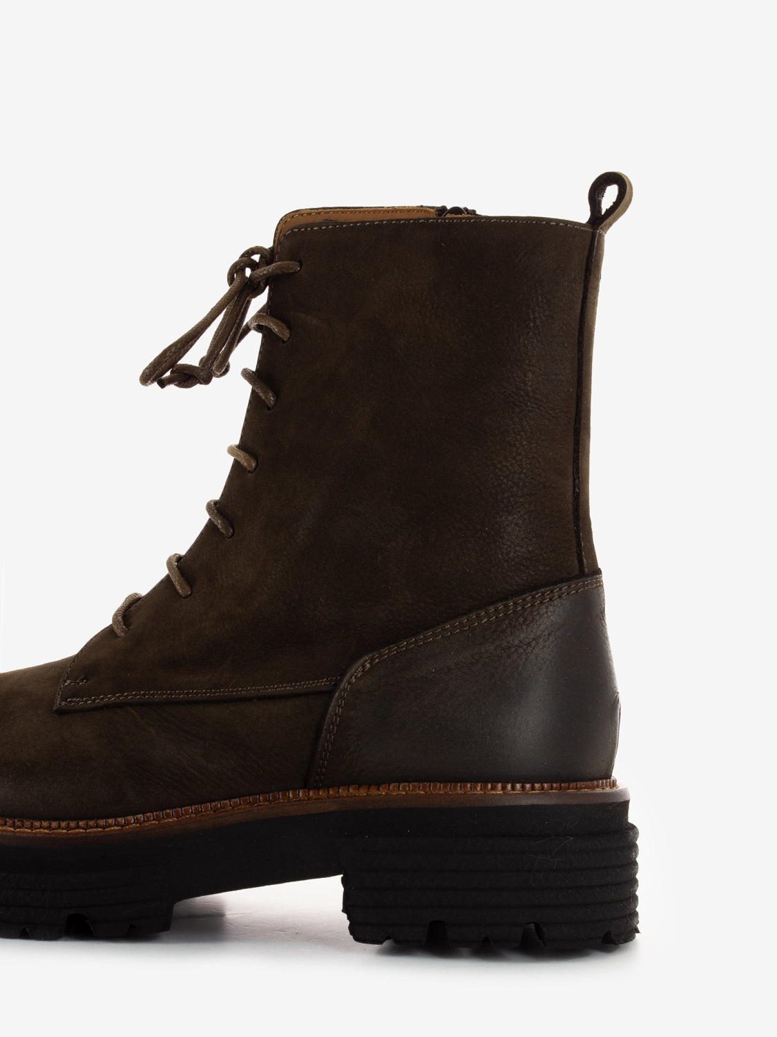 Coffee leather zip-up boots