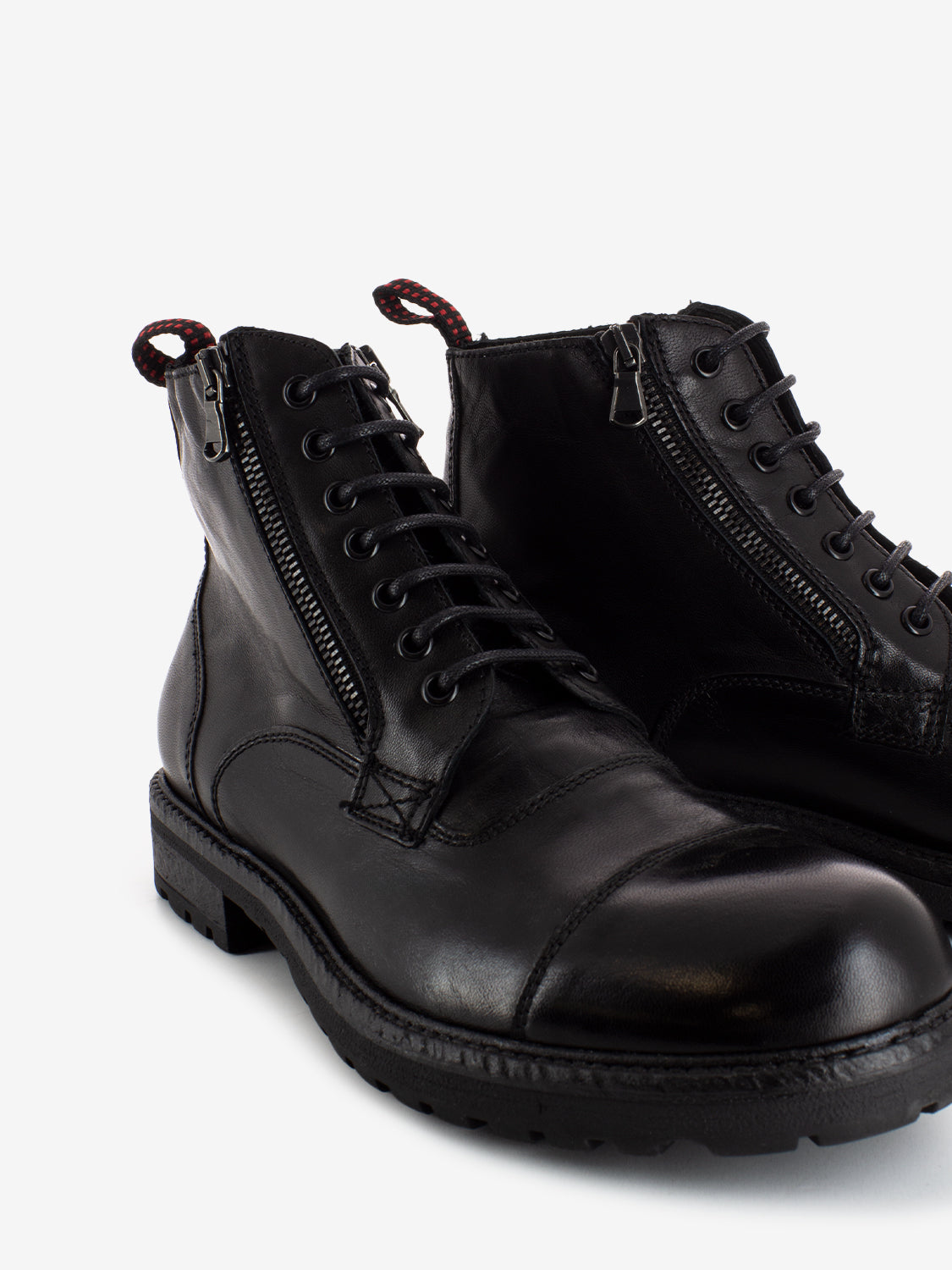 Anfibi doppia zip nero nero