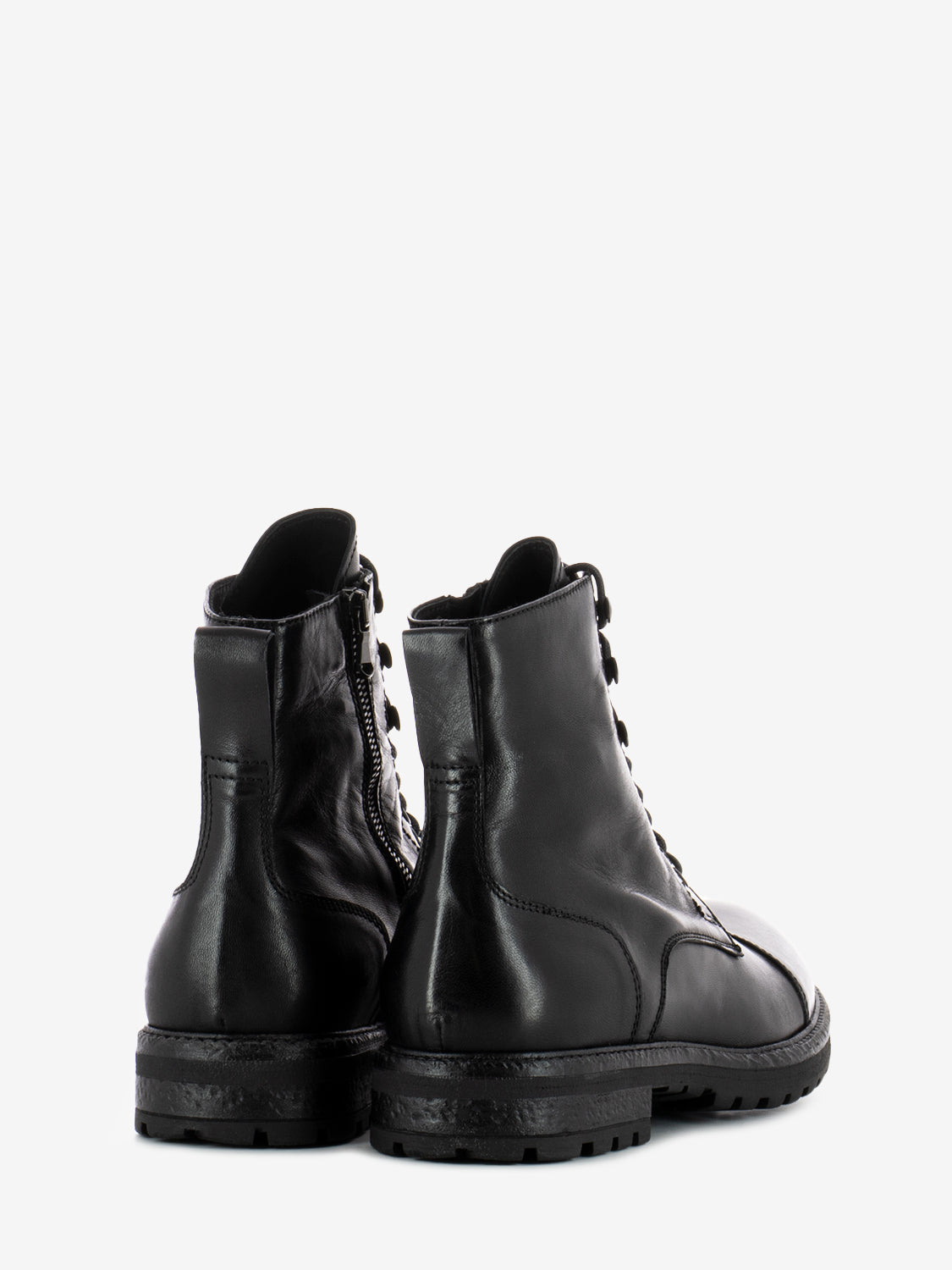 Anfibi in pelle con zip nero