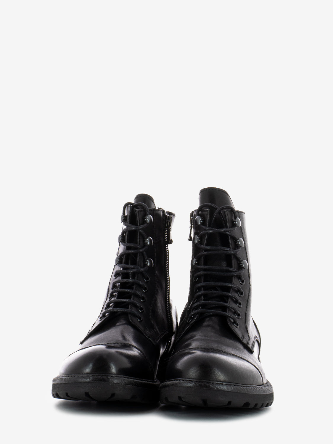 Anfibi in pelle con zip nero