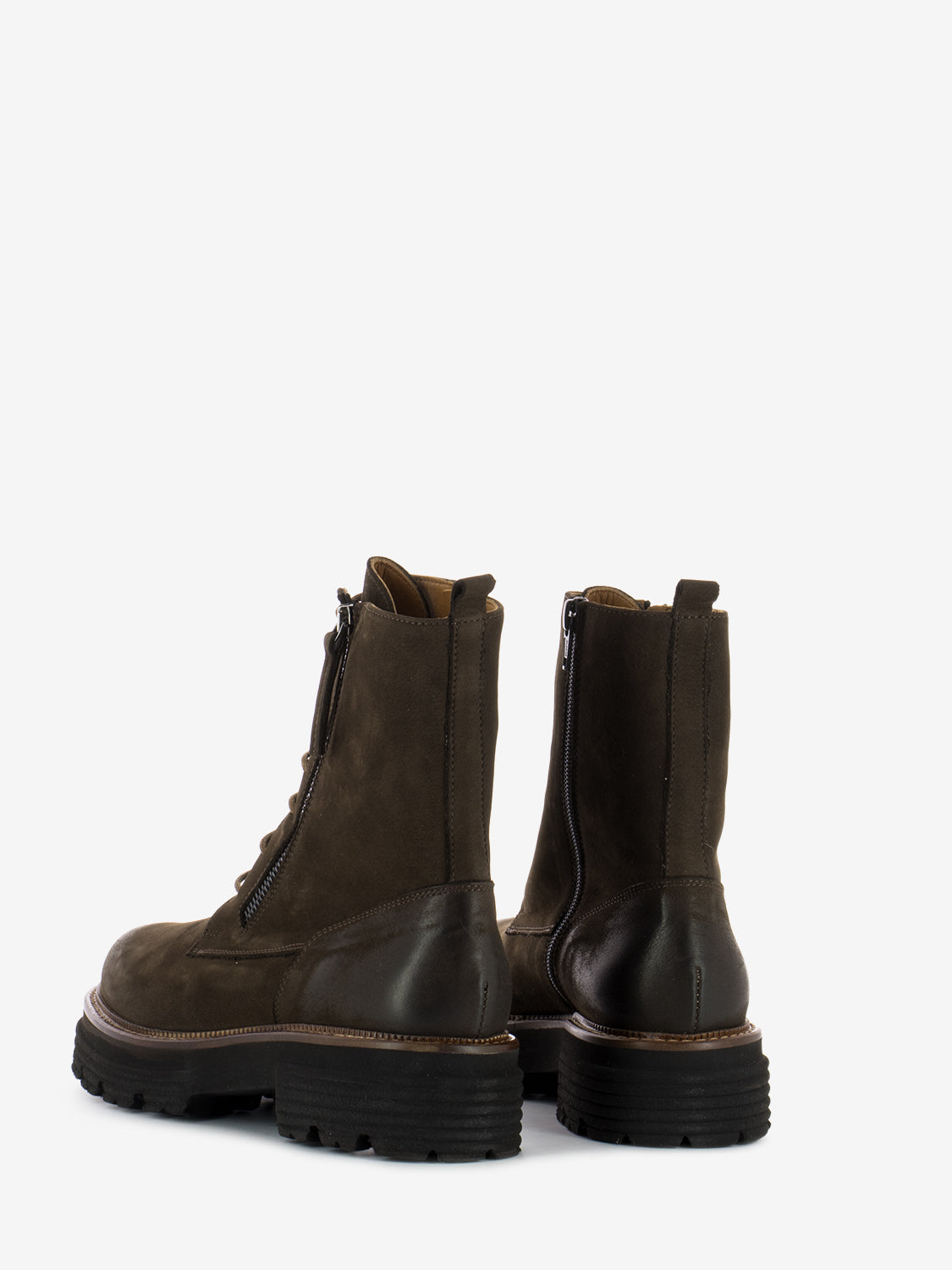 Nubuck ankle boots with high coffee sole