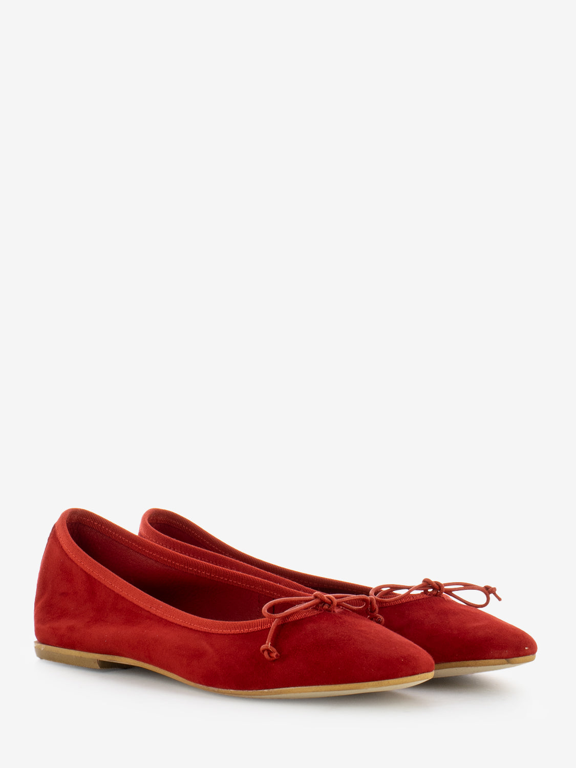 Red suede ballerina