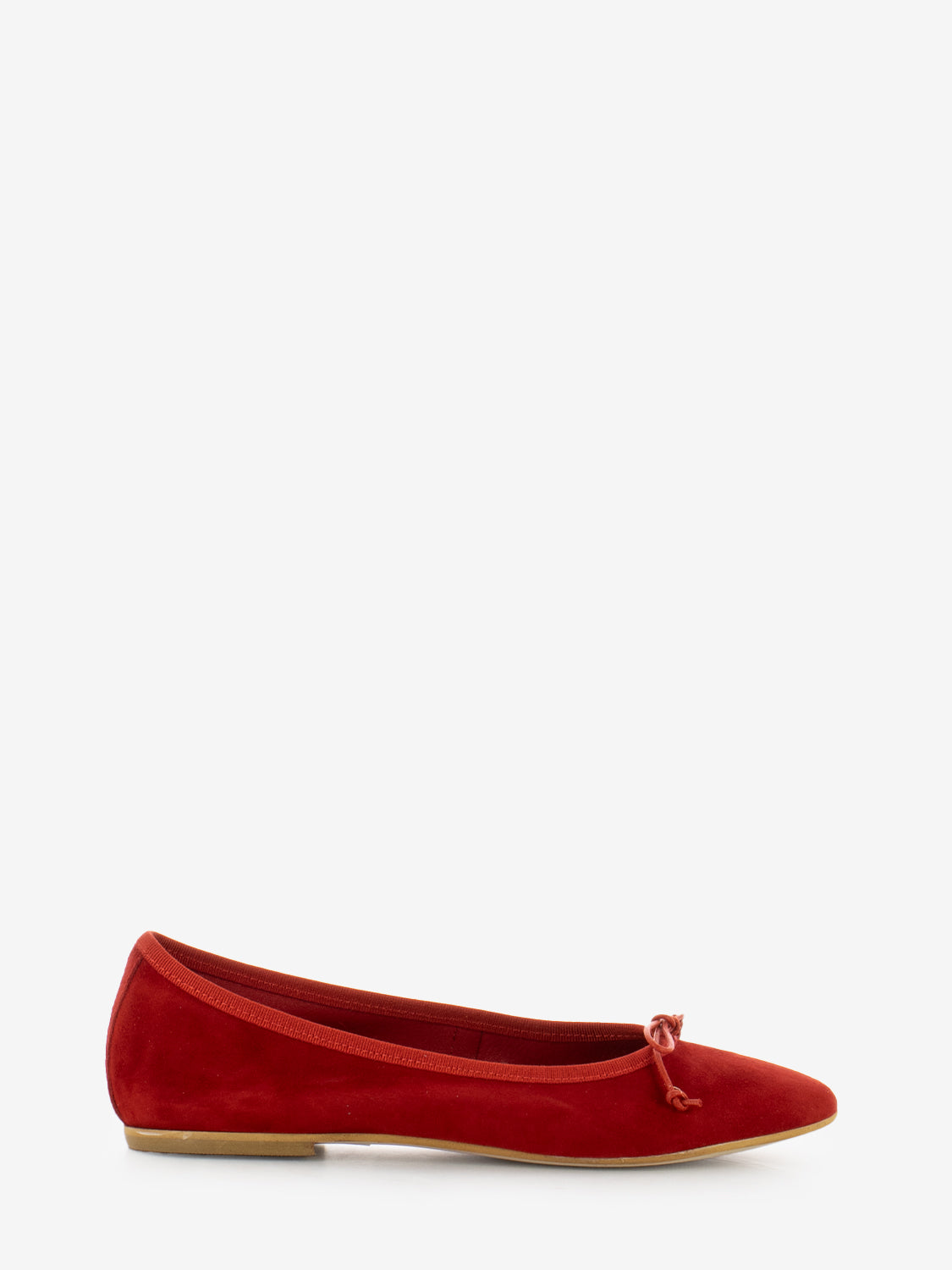 Red suede ballerina