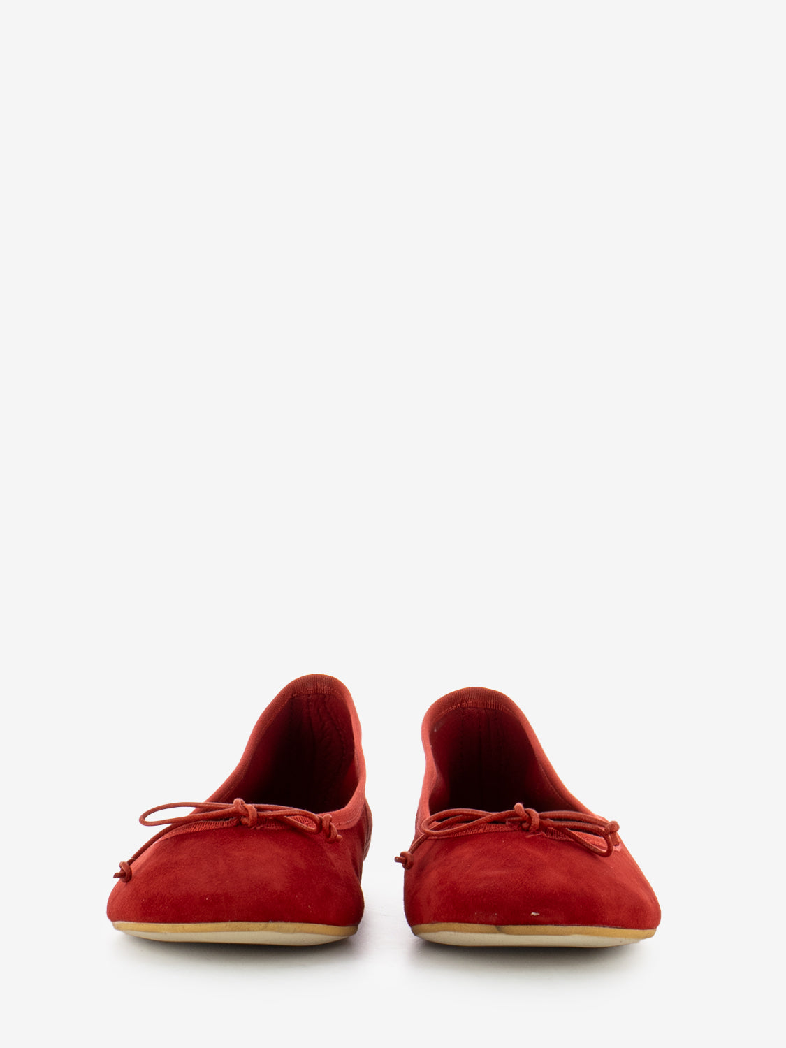 Red suede ballerina