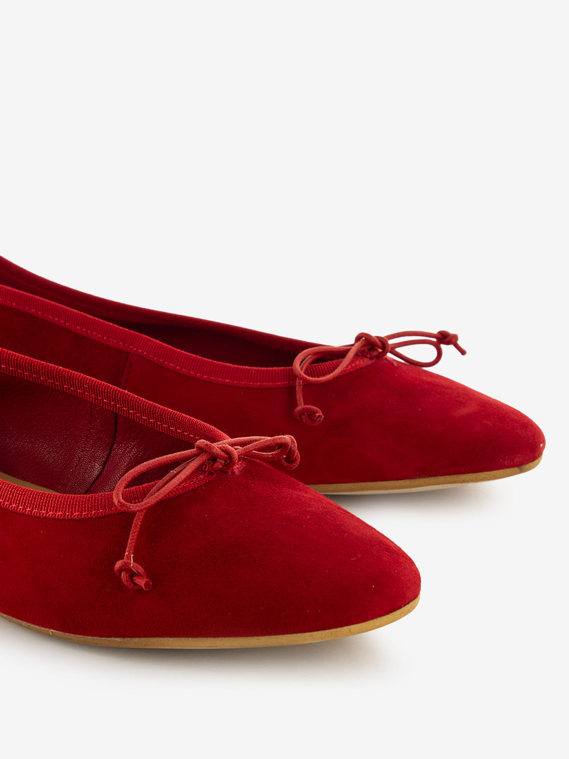 Red suede ballerina