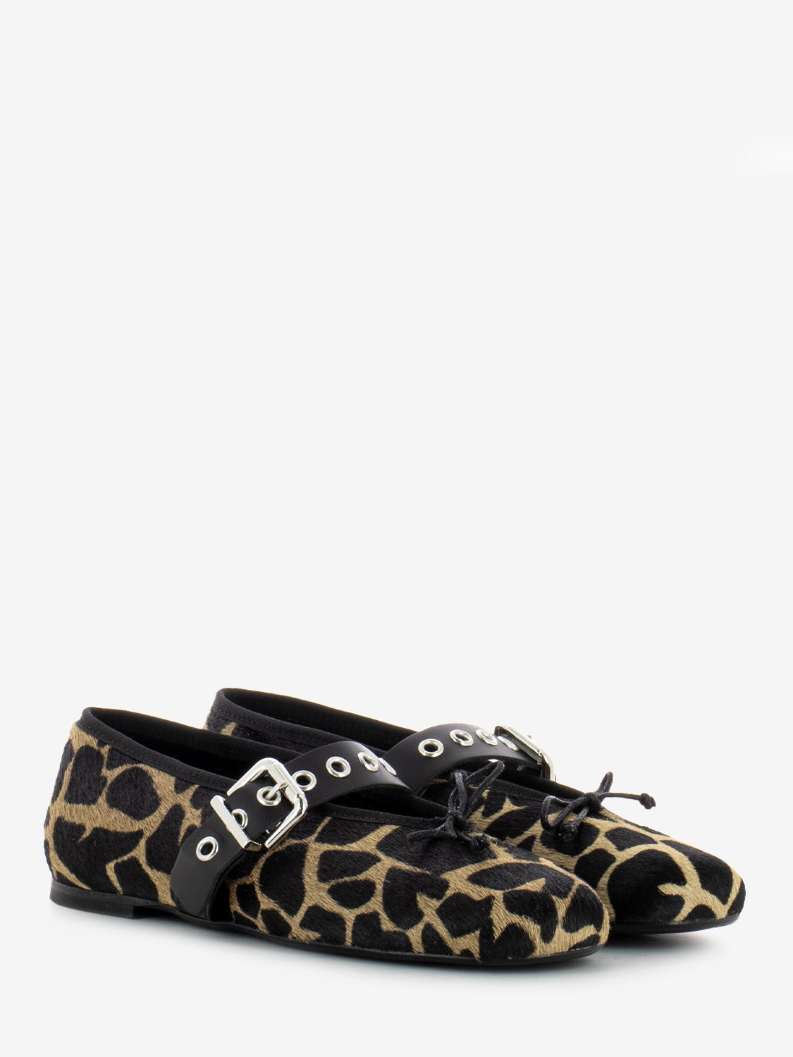 Ballerinas with animalier ponyskin strap