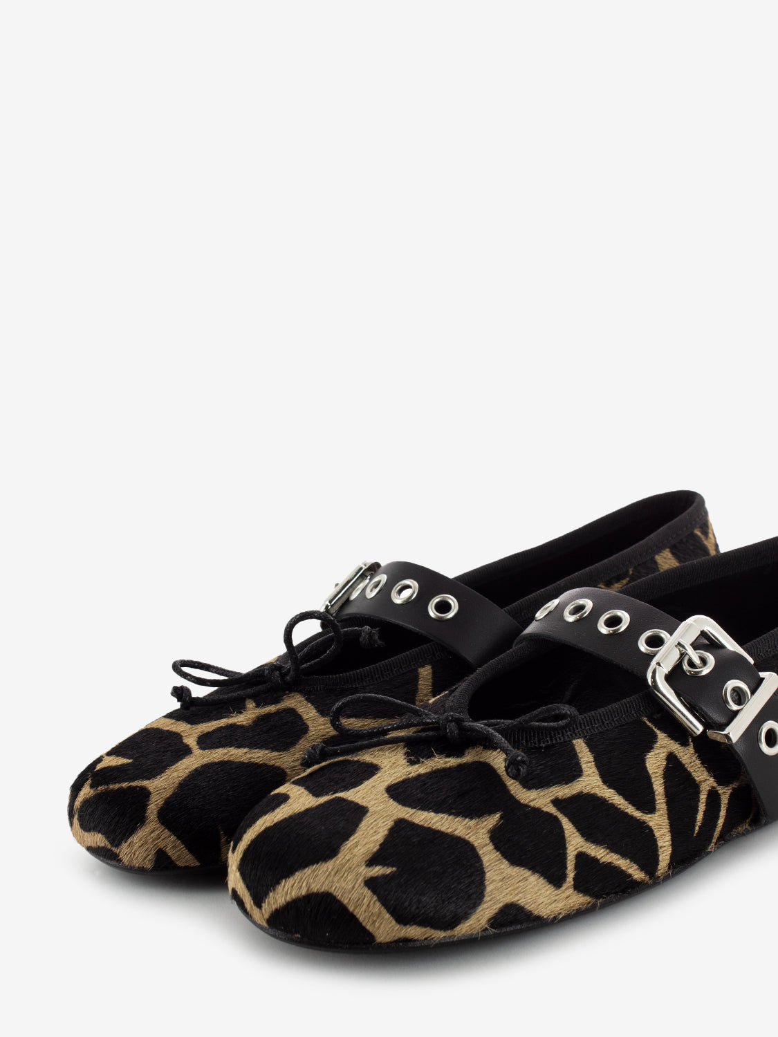 Ballerinas with animalier ponyskin strap