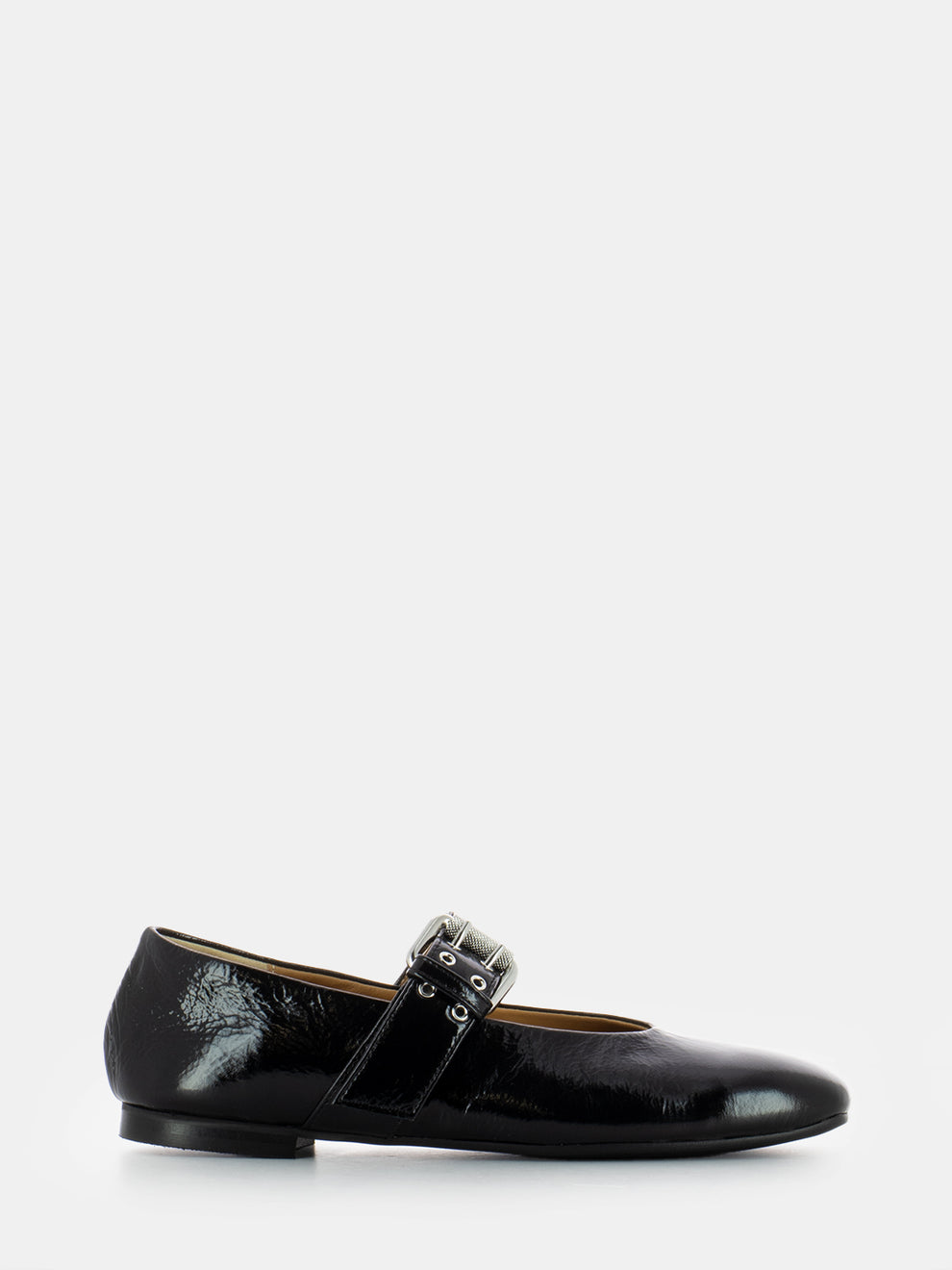 Ballerine con cinturino vernice nero