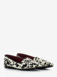 White / black cow leather ballet flats