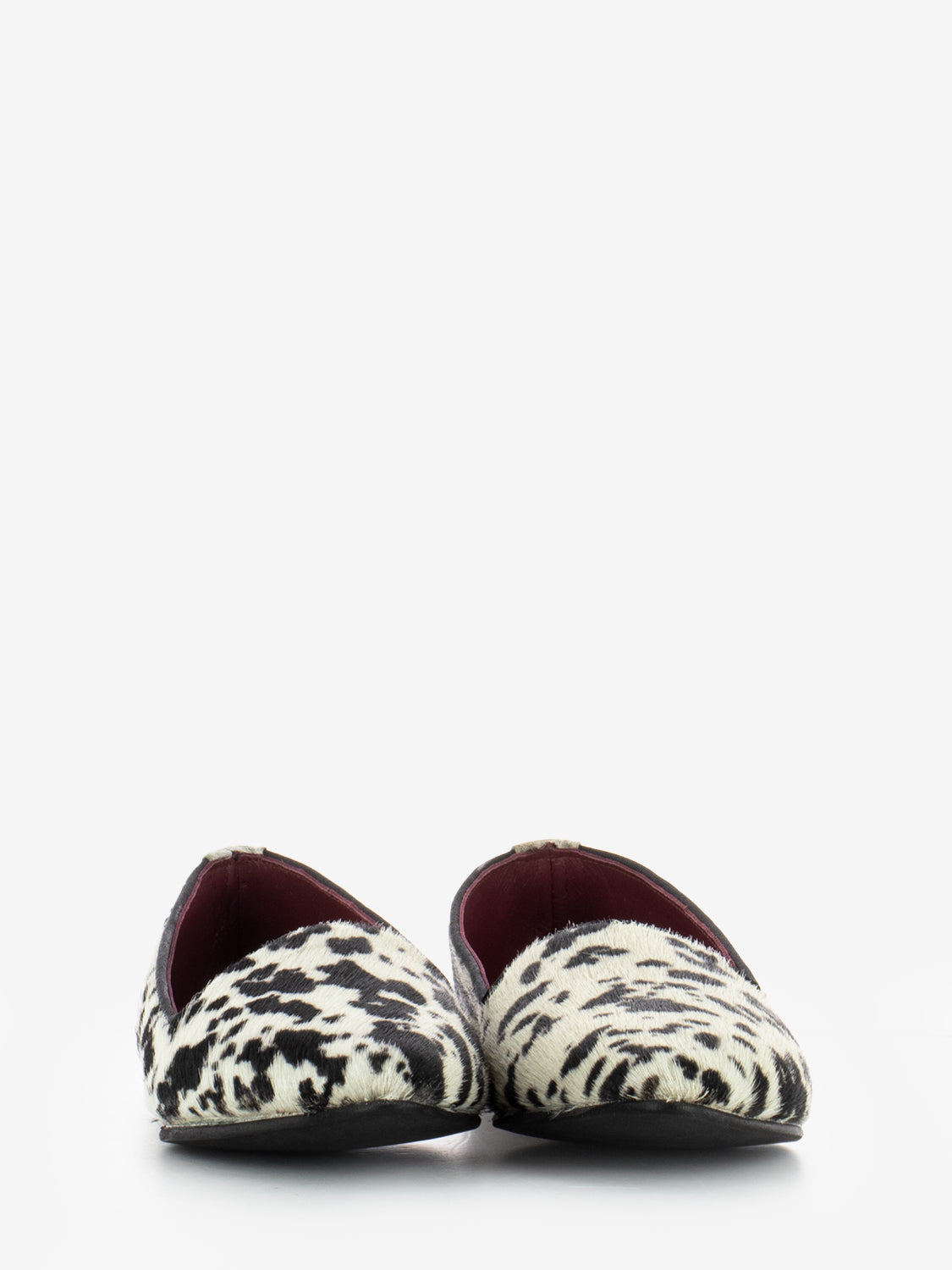 Ballerine in pelle muccata bianco / nero