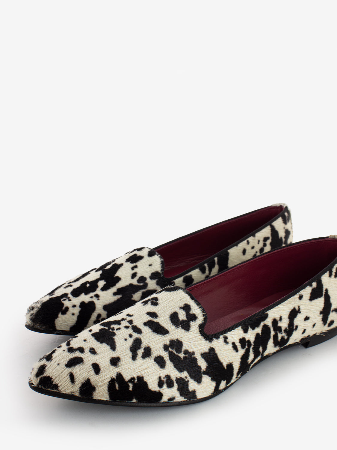 Ballerine in pelle muccata bianco / nero