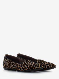 Black/brown animal print velvet ballerinas
