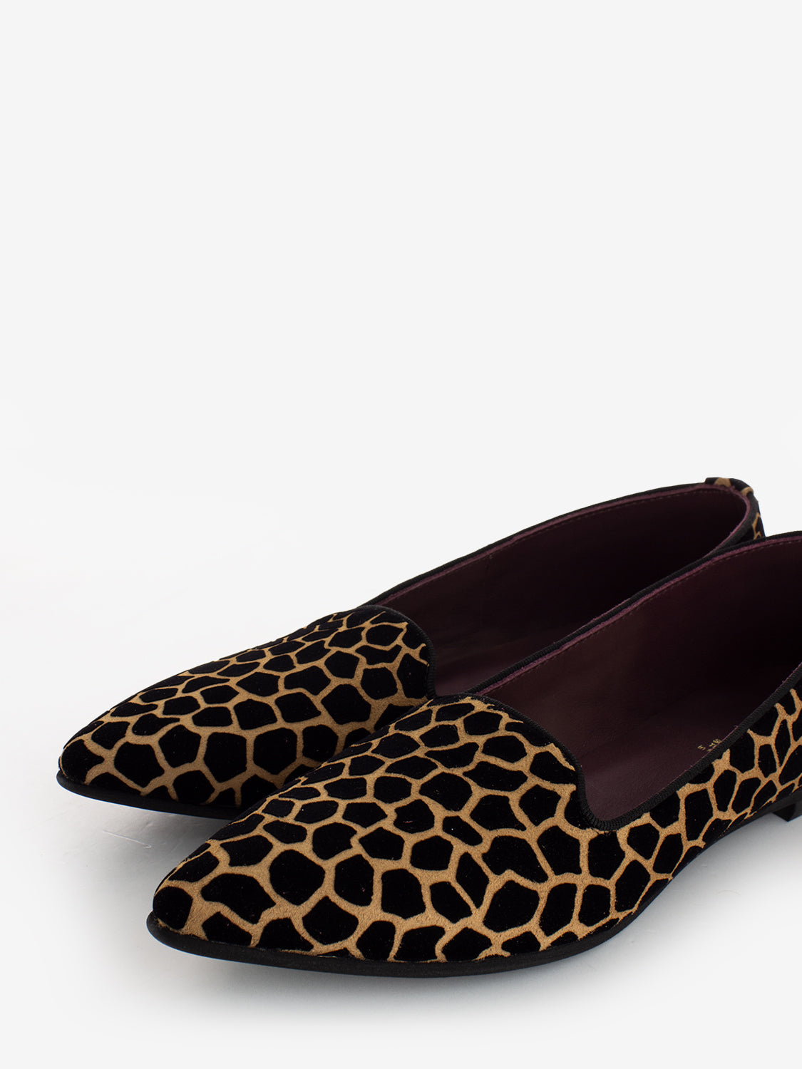 Ballerine in velluto con stampa animalier nero / marrone