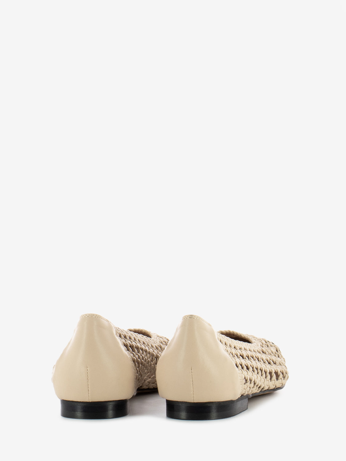 Beige/black braided ballerinas