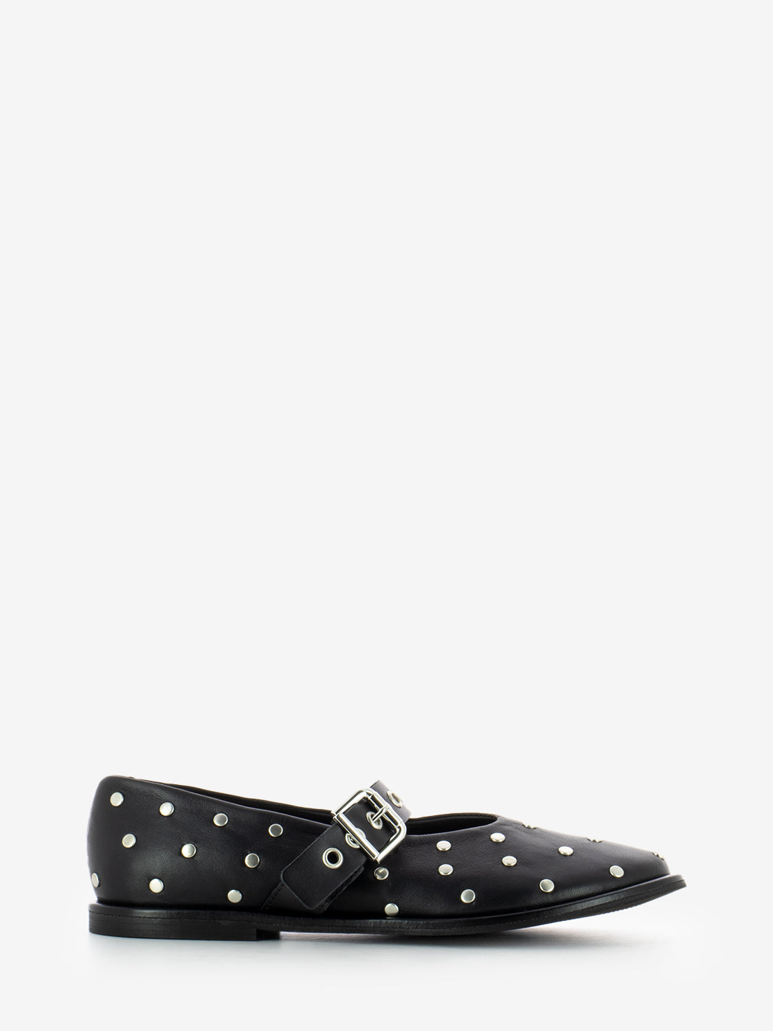 Ballerine nappa con borchie nero