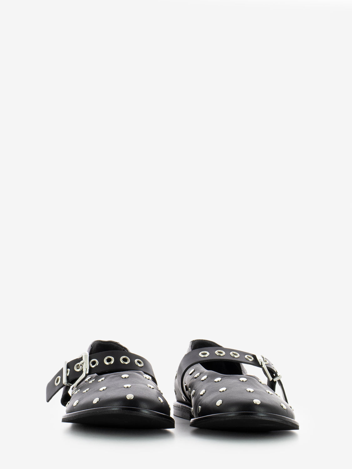 Ballerine nappa con borchie nero