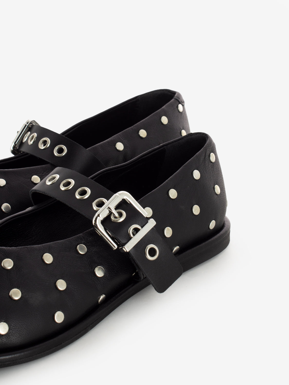 Ballerine nappa con borchie nero