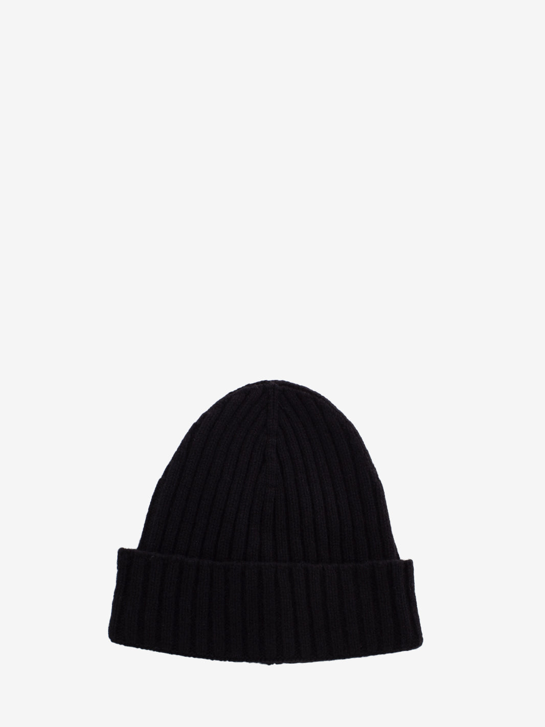 Black Cashmere Ribbed Beanie