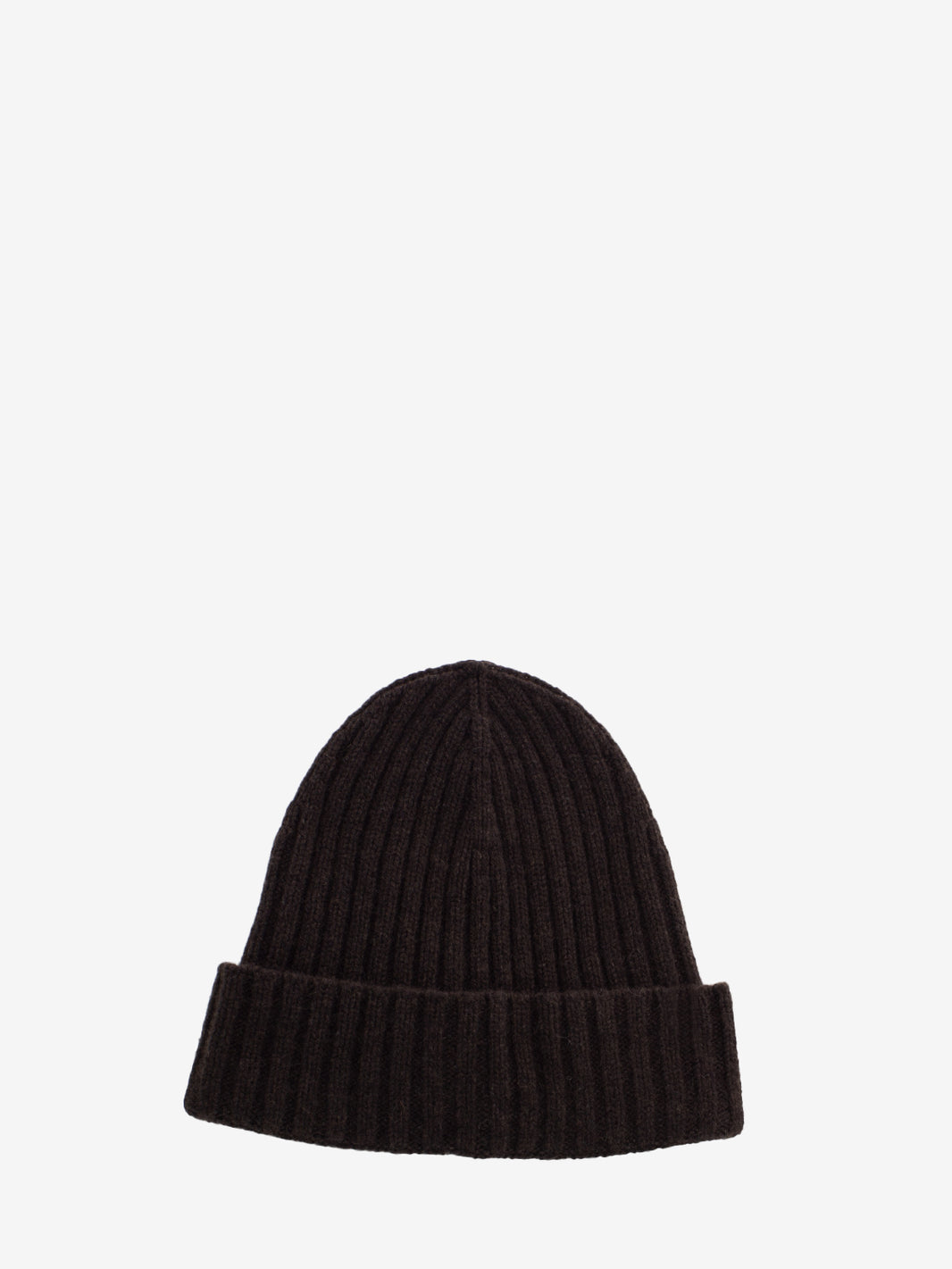 Dark Brown Cashmere Ribbed Beanie