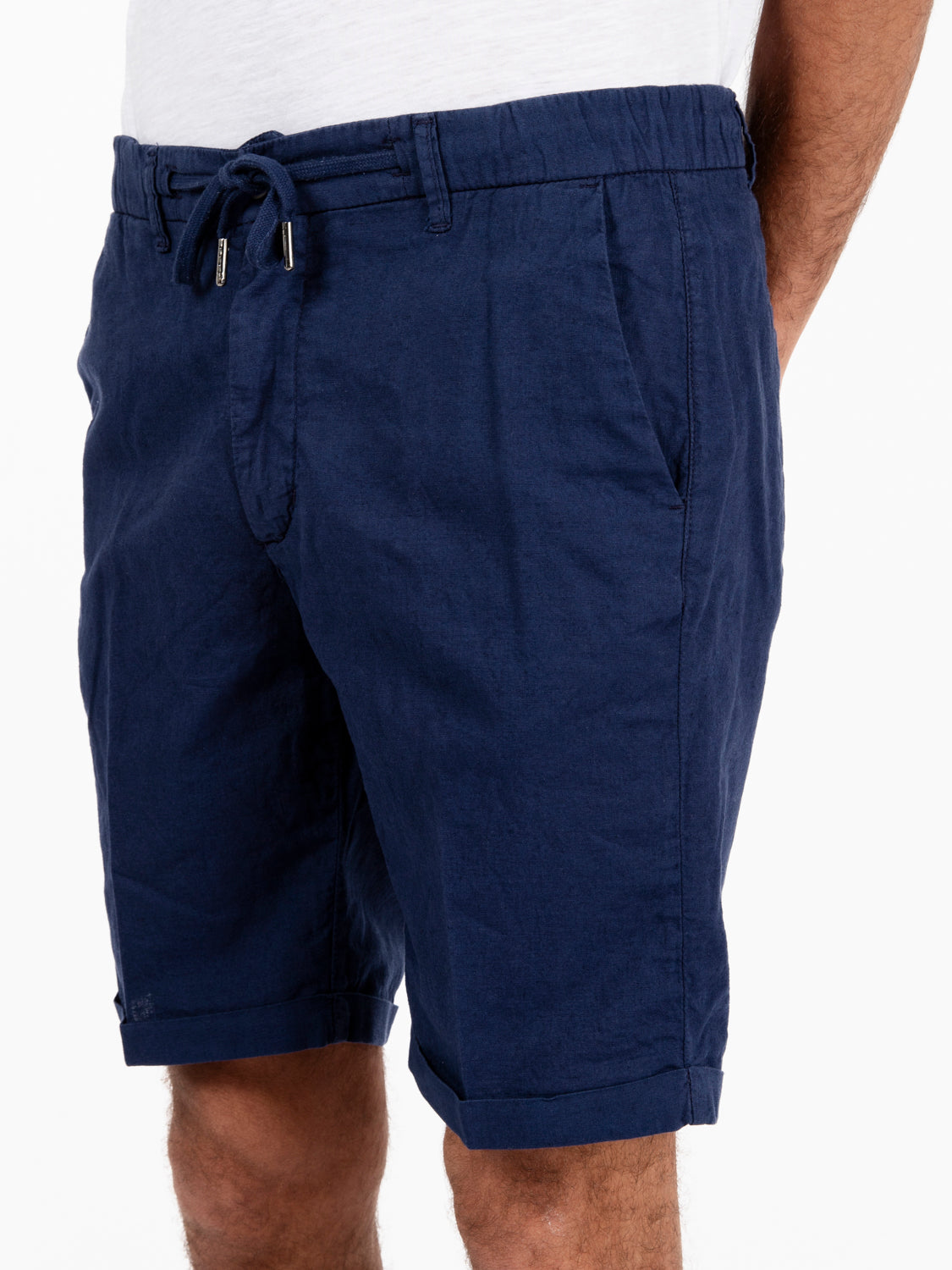 Bermuda laccio in lino navy